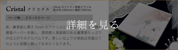 24cmスクエアサイズアクリル表紙ウェディングアルバム　クリスタル