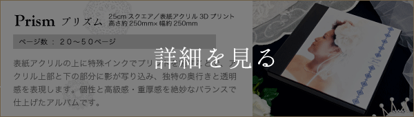 25cmスクエアサイズアクリル3Dプリント加工ウェディングアルバム　プリズム