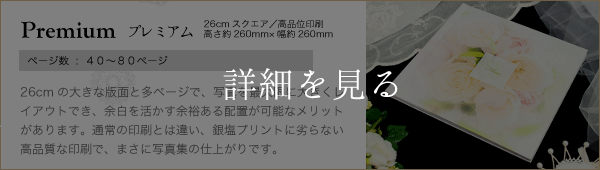 26cmスクエアサイズ高品位印刷ウェディング写真集　プレミアム